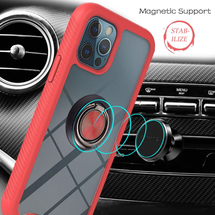 Starry Sky Solid Color Series Funda protectora de PC + TPU a prueba de golpes con soporte para anillo y función magnética
