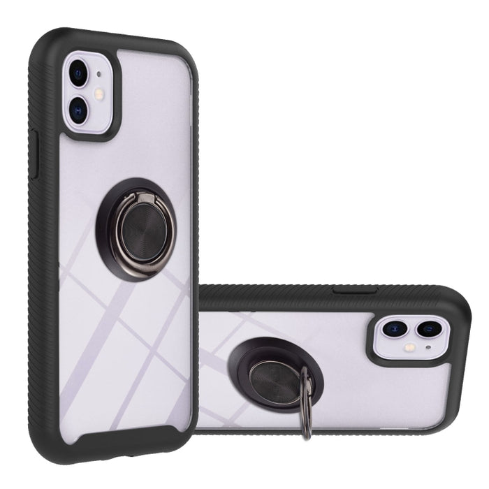 Starry Sky Solid Color Series Funda protectora de PC + TPU a prueba de golpes con soporte para anillo y función magnética