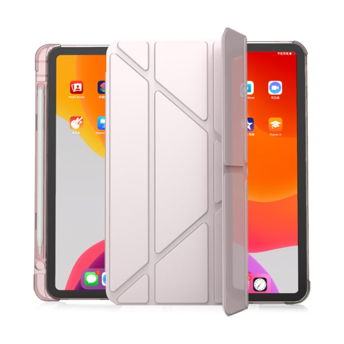 Multi-plegable Horizontal Flip PU Leather + TPU Aitbag Estuche de media pasta a prueba de golpes con soporte y ranura para bolígrafo y función de reposo / activación
