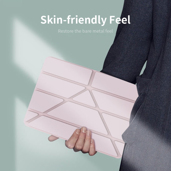 Multi-plegable Horizontal Flip PU Leather + TPU Aitbag Estuche de media pasta a prueba de golpes con soporte y ranura para bolígrafo y función de reposo / activación