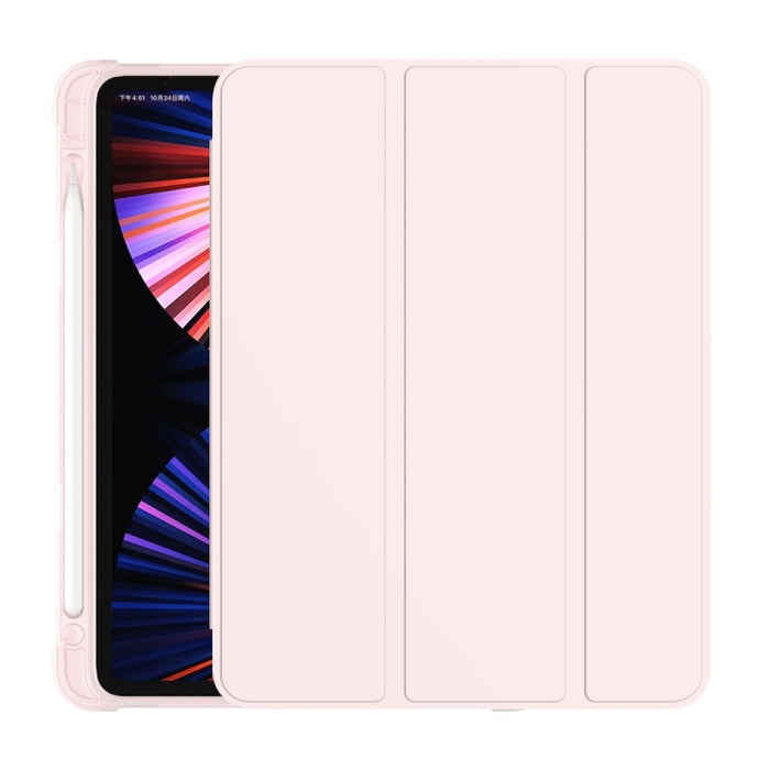 Estuche de media pasta a prueba de golpes con tapa horizontal de 3 pliegues de cuero de PU + TPU Aitbag con soporte y ranura para bolígrafo y función de reposo / activación