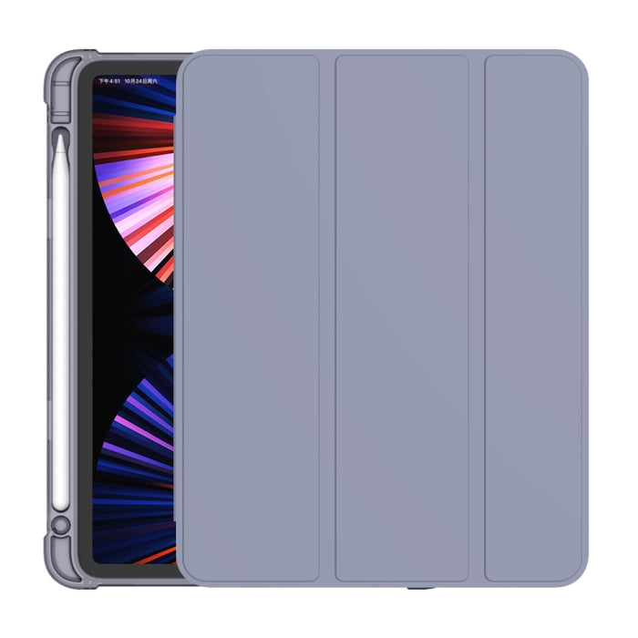 Estuche de media pasta a prueba de golpes con tapa horizontal de 3 pliegues de cuero de PU + TPU Aitbag con soporte y ranura para bolígrafo y función de reposo / activación