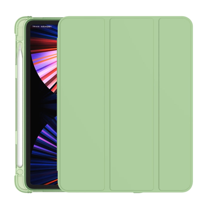 Estuche de media pasta a prueba de golpes con tapa horizontal de 3 pliegues de cuero de PU + TPU Aitbag con soporte y ranura para bolígrafo y función de reposo / activación
