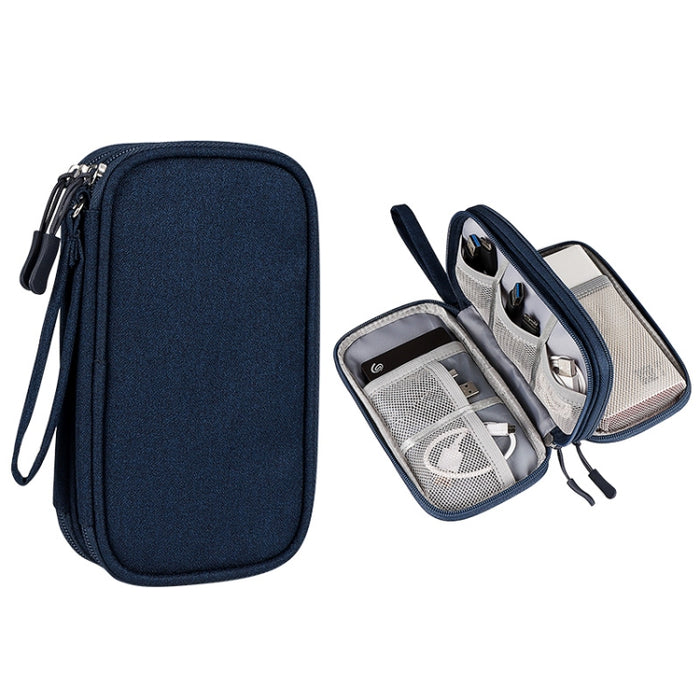 SM05 Bolsa de almacenamiento de accesorios digitales de doble capa con cordón