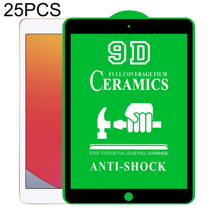 Película de cerámica con pegamento completo de pantalla completa 25 PCS 9D, For iPad 4 / 3 / 2 9.7 inch (25 PCS), For iPad 10.2 2021 / 2020 / 2019 (25 PCS), For iPad Pro 10.5 / Air 3 (25 PCS), For iPad mini 3 / 2 / 1 (25 PCS)                           ...