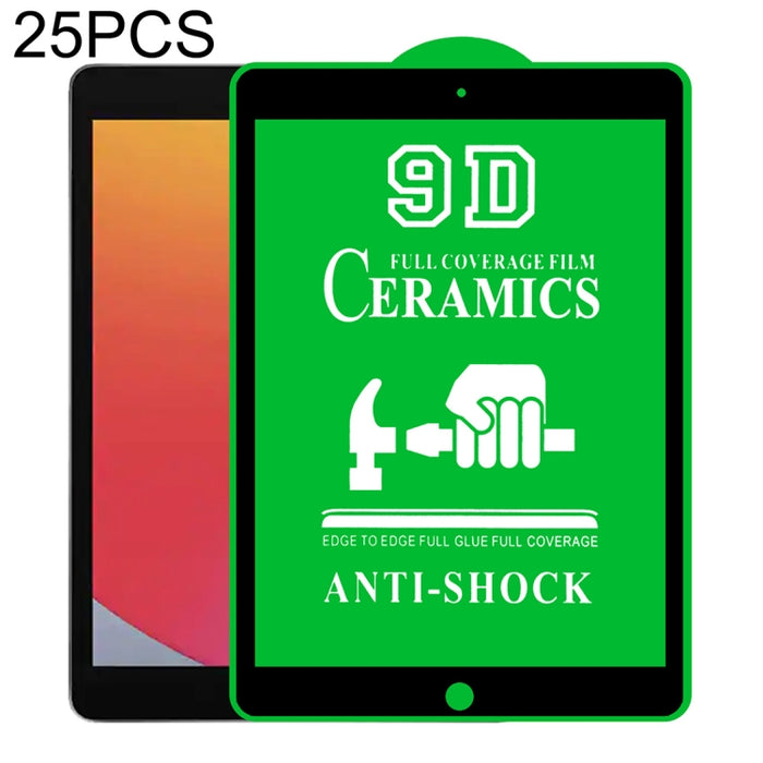 Película de cerámica con pegamento completo de pantalla completa 25 PCS 9D, For iPad 4 / 3 / 2 9.7 inch (25 PCS), For iPad 10.2 2021 / 2020 / 2019 (25 PCS), For iPad Pro 10.5 / Air 3 (25 PCS), For iPad mini 3 / 2 / 1 (25 PCS)                           ...