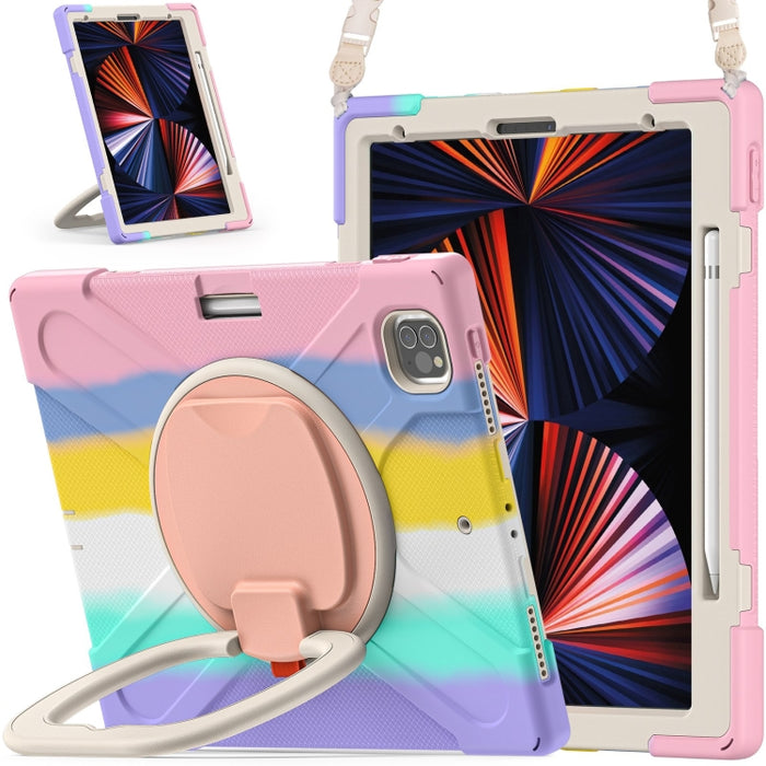 Funda protectora de silicona + PC con soporte y correa para el hombro, For iPad Pro 12.9 2022 / 2021, For Amazon Kindle Fire HD 10 2021