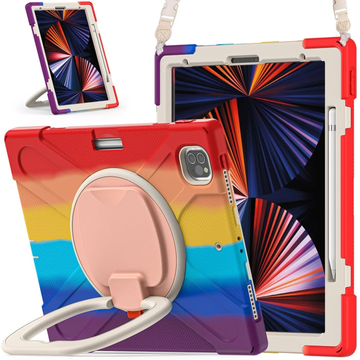 Funda protectora de silicona + PC con soporte y correa para el hombro, For iPad Pro 12.9 2022 / 2021, For Amazon Kindle Fire HD 10 2021