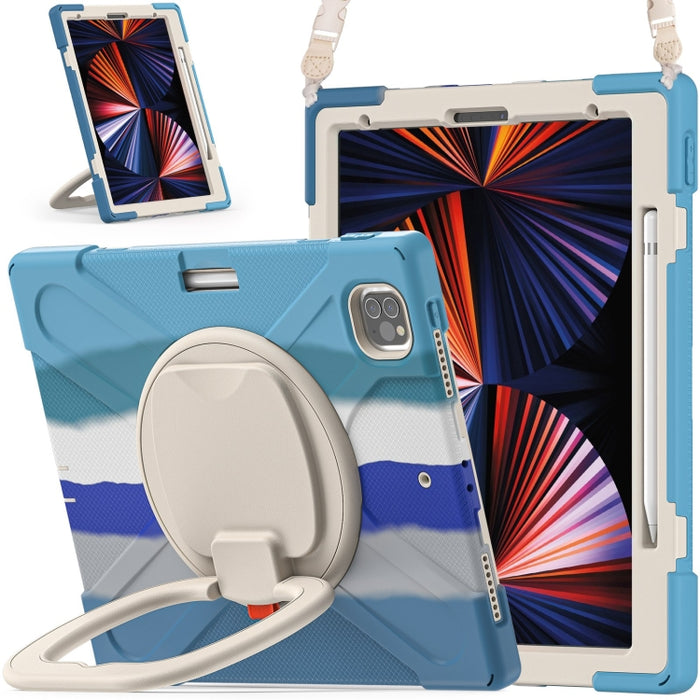 Funda protectora de silicona + PC con soporte y correa para el hombro, For iPad Pro 12.9 2022 / 2021, For Amazon Kindle Fire HD 10 2021