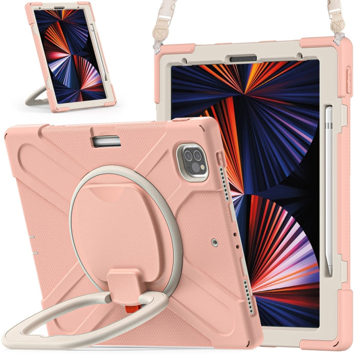 Funda protectora de silicona + PC con soporte y correa para el hombro, For iPad Pro 12.9 2022 / 2021, For Amazon Kindle Fire HD 10 2021