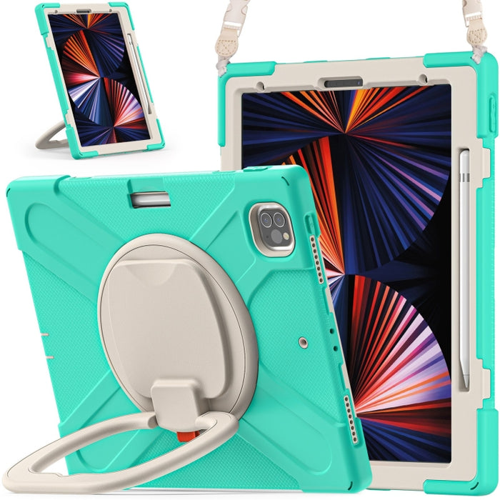 Funda protectora de silicona + PC con soporte y correa para el hombro, For iPad Pro 12.9 2022 / 2021, For Amazon Kindle Fire HD 10 2021