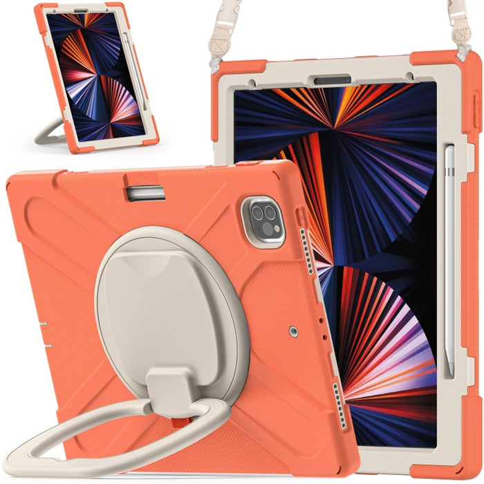 Funda protectora de silicona + PC con soporte y correa para el hombro, For iPad Pro 12.9 2022 / 2021, For Amazon Kindle Fire HD 10 2021