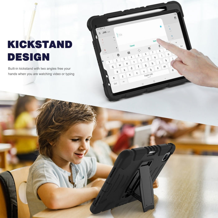 Marco de pantalla de protección de 3 capas + PC + Estuche combinado de silicona a prueba de golpes con soporte, For iPad Pro 11 2022 / 2021 / 2020 / 2018, For iPad Air 4 10.9 inch 2020