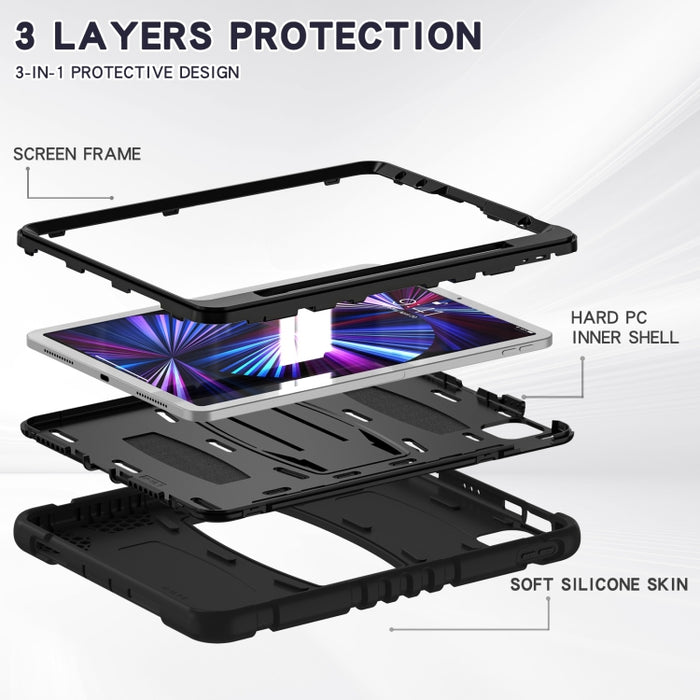 Marco de pantalla de protección de 3 capas + PC + Estuche combinado de silicona a prueba de golpes con soporte, For iPad Pro 11 2022 / 2021 / 2020 / 2018, For iPad Air 4 10.9 inch 2020