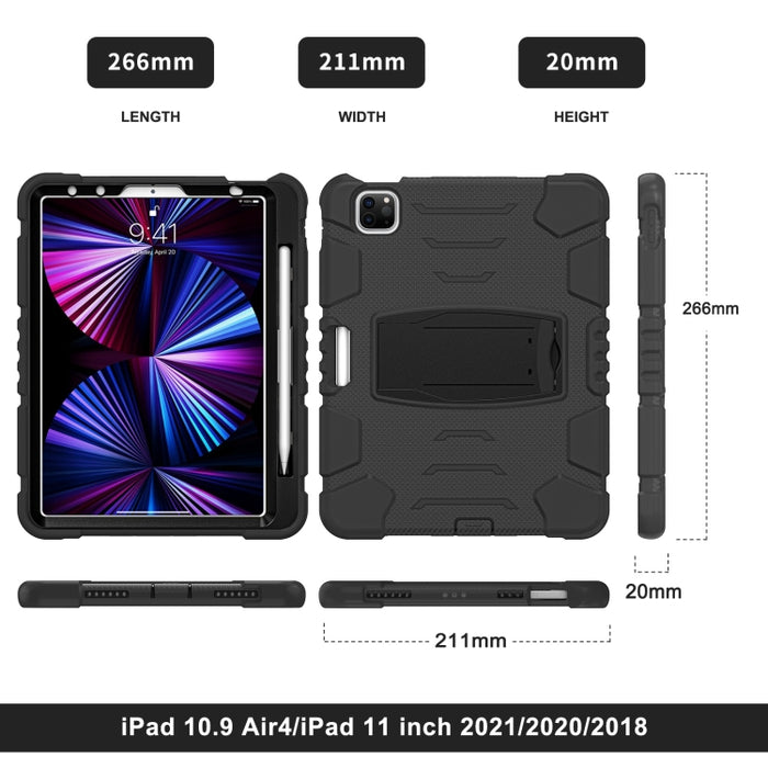 Marco de pantalla de protección de 3 capas + PC + Estuche combinado de silicona a prueba de golpes con soporte, For iPad Pro 11 2022 / 2021 / 2020 / 2018, For iPad Air 4 10.9 inch 2020