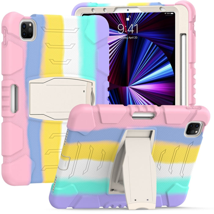 Marco de pantalla de protección de 3 capas + PC + Estuche combinado de silicona a prueba de golpes con soporte, For iPad Pro 11 2022 / 2021 / 2020 / 2018, For iPad Air 4 10.9 inch 2020
