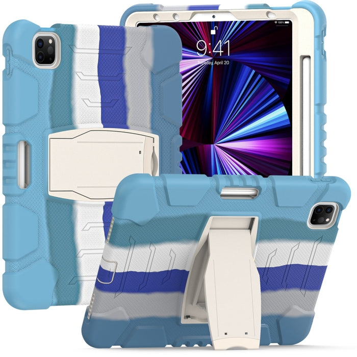 Marco de pantalla de protección de 3 capas + PC + Estuche combinado de silicona a prueba de golpes con soporte, For iPad Pro 11 2022 / 2021 / 2020 / 2018, For iPad Air 4 10.9 inch 2020