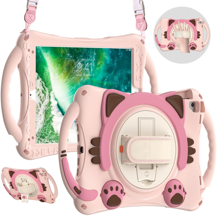 Cute Cat King Kids Estuche protector de EVA a prueba de golpes con soporte y correa para el hombro y manija, For iPad 9.7 2018 / 2017 / Air / Air 2 / Pro 9.7