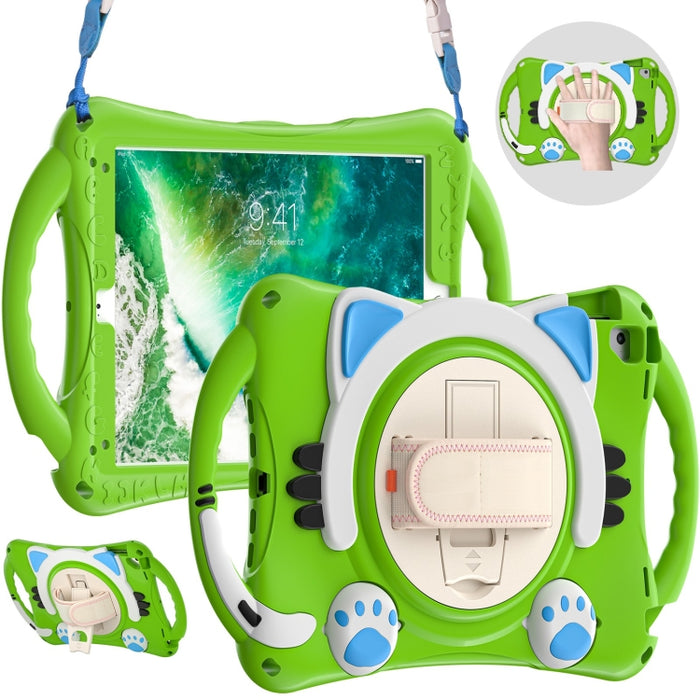 Cute Cat King Kids Estuche protector de EVA a prueba de golpes con soporte y correa para el hombro y manija, For iPad 9.7 2018 / 2017 / Air / Air 2 / Pro 9.7