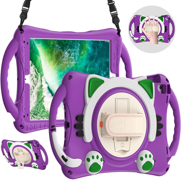 Cute Cat King Kids Estuche protector de EVA a prueba de golpes con soporte y correa para el hombro y manija, For iPad 9.7 2018 / 2017 / Air / Air 2 / Pro 9.7