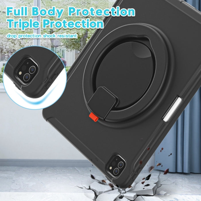 Estuche protector de TPU + PC a prueba de golpes con rotación de 360 grados Mango plegable Soporte de agarre Ranura para bolígrafo