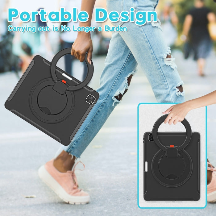 Estuche protector de TPU + PC a prueba de golpes con rotación de 360 grados Mango plegable Soporte de agarre Ranura para bolígrafo