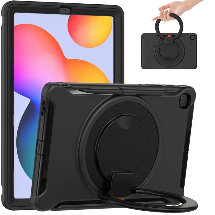 Estuche protector de TPU + PC a prueba de golpes con rotación de 360 grados Mango plegable Soporte de agarre Ranura para bolígrafo