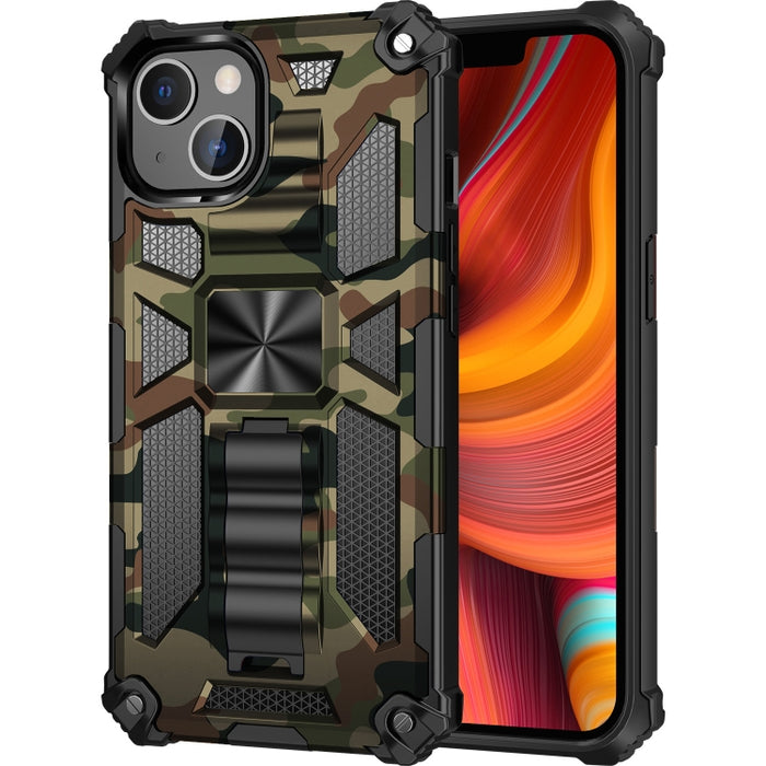 Camuflaje Armadura a prueba de golpes TPU + PC Estuche protector magnético con soporte