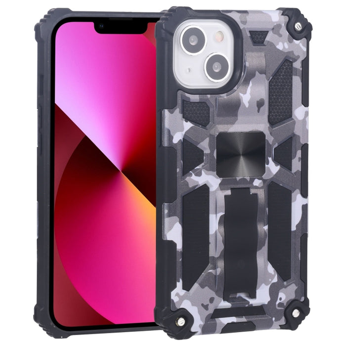 Camuflaje Armadura a prueba de golpes TPU + PC Estuche protector magnético con soporte