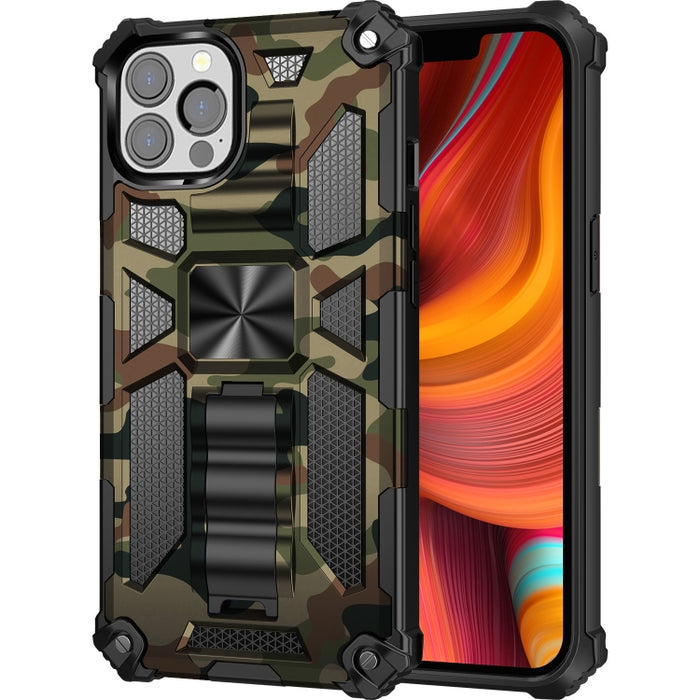 Camuflaje Armadura a prueba de golpes TPU + PC Estuche protector magnético con soporte