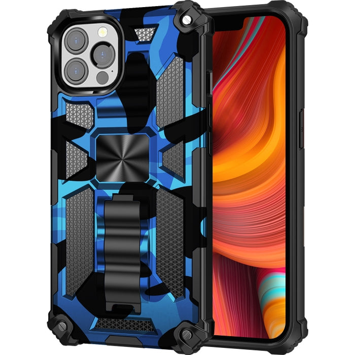 Camuflaje Armadura a prueba de golpes TPU + PC Estuche protector magnético con soporte