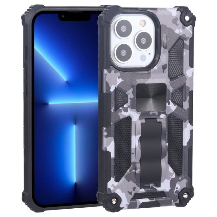 Camuflaje Armadura a prueba de golpes TPU + PC Estuche protector magnético con soporte