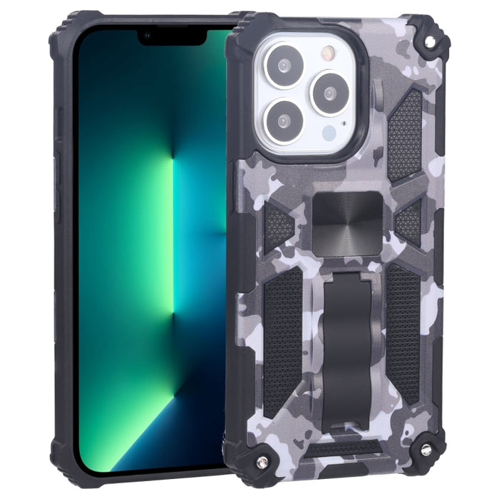 Camuflaje Armadura a prueba de golpes TPU + PC Estuche protector magnético con soporte