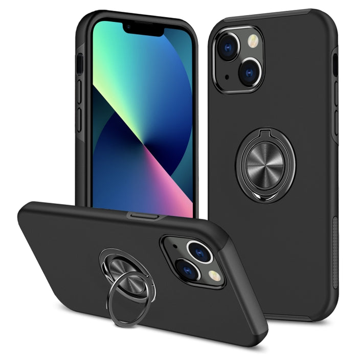 Funda protectora magnética a prueba de golpes PC + TPU con soporte de anillo invisible