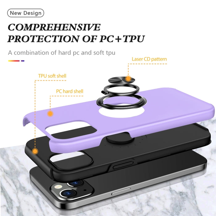 Funda protectora magnética a prueba de golpes PC + TPU con soporte de anillo invisible