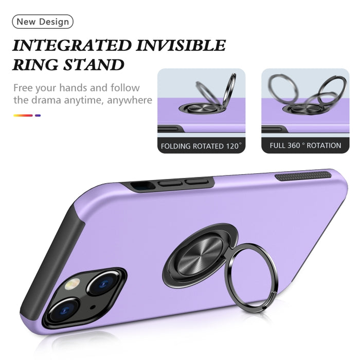 Funda protectora magnética a prueba de golpes PC + TPU con soporte de anillo invisible