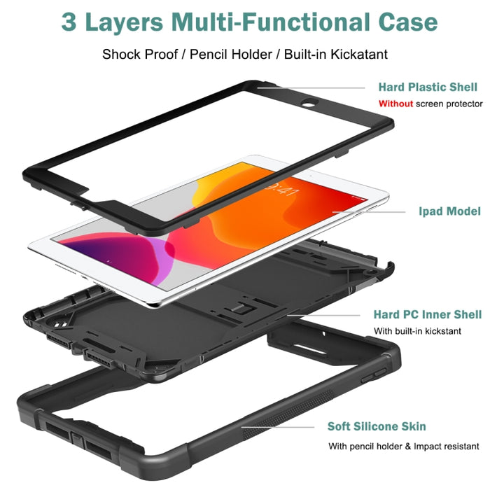Funda protectora a prueba de golpes de silicona + PC con soporte, For iPad 10.2 2021 / 2020 / 2019, For iPad Pro 11 inch 2020, For iPad mini (2019) / mini 4, For iPad 9.7 inch (2017/2018)