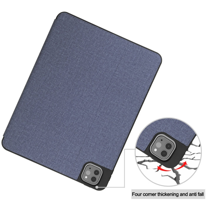 Estuche de cuero con tapa horizontal de TPU con textura de tela con ranura para bolígrafo y soporte