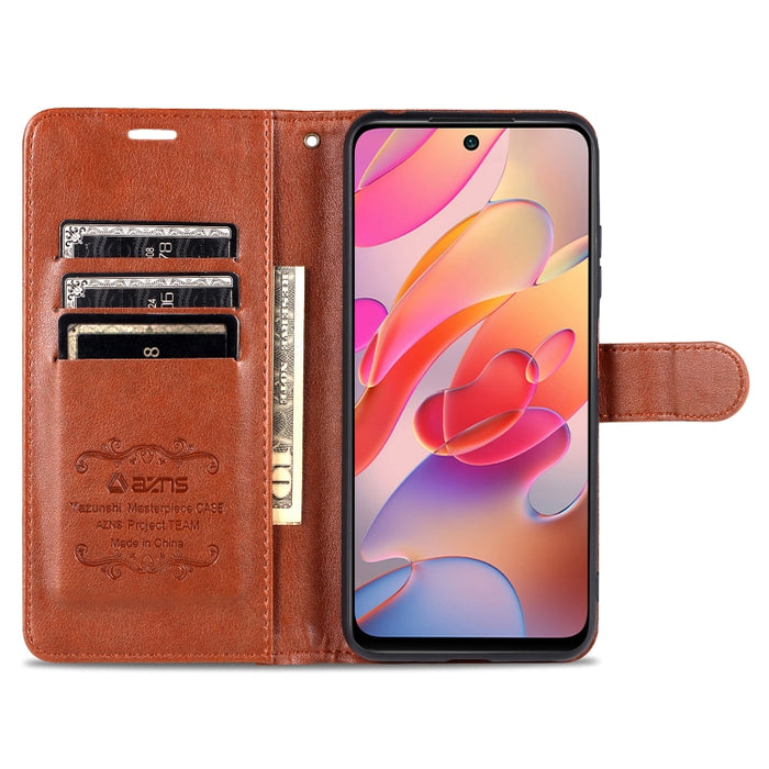 AZNS Estuche de cuero con tapa horizontal con textura de piel de oveja con soporte y ranuras para tarjetas y billetera, For Xiaomi Poco M3 Pro 5G / Redmi Note 10 5G, For Xiaomi Poco X3 GT / Redmi Note 10 Pro 5G