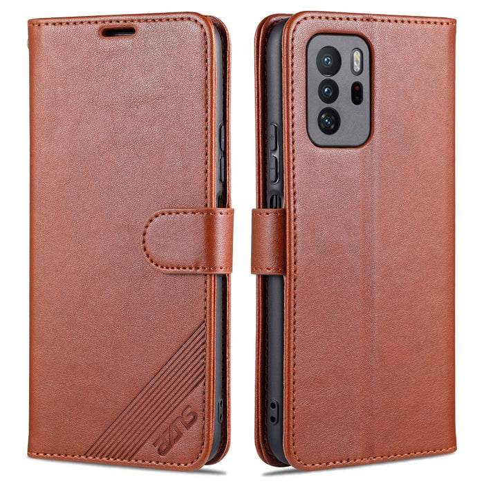 AZNS Estuche de cuero con tapa horizontal con textura de piel de oveja con soporte y ranuras para tarjetas y billetera, For Xiaomi Poco M3 Pro 5G / Redmi Note 10 5G, For Xiaomi Poco X3 GT / Redmi Note 10 Pro 5G