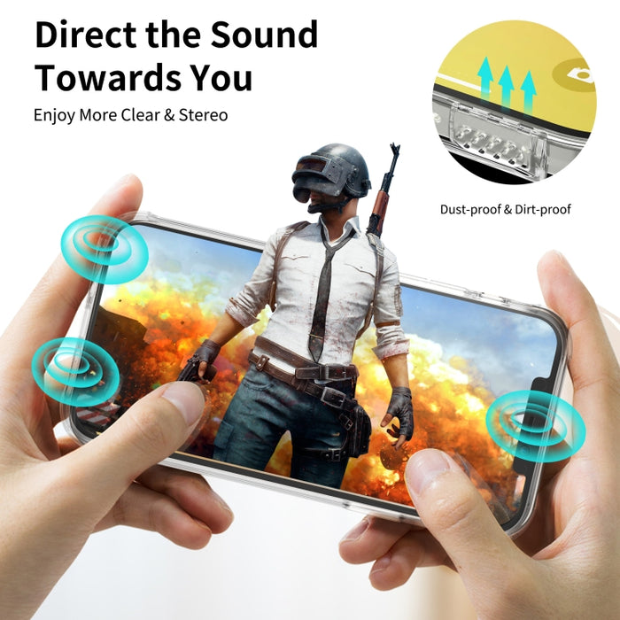 LESUDESIGN Rhino Shield Series TPU Anti-caída Funda protectora transparente para teléfono con diseño de conversión de sonido