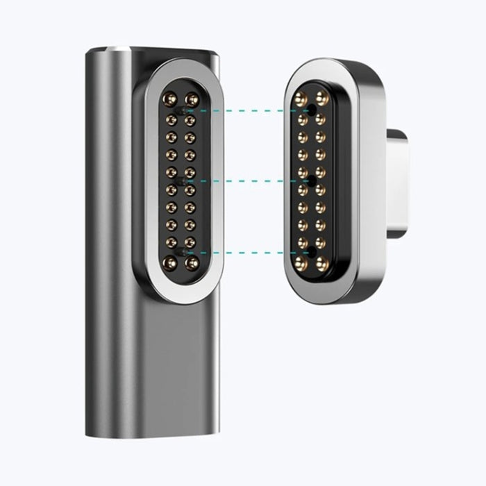100 W USB-C/Tipo-C Hembra a 20 pines Magnético USB-C/Tipo-C Adaptador de codo macho