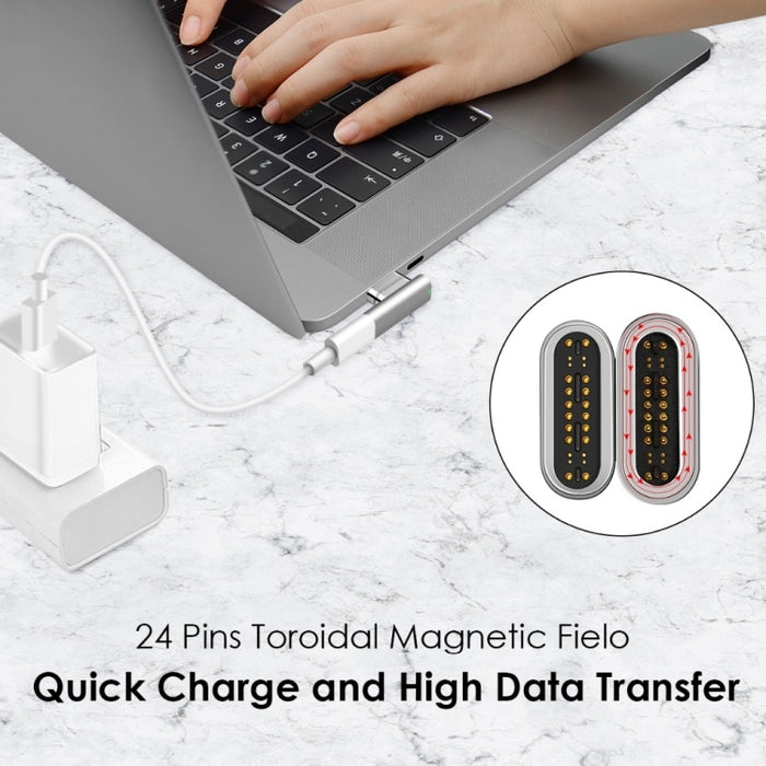 100 W USB-C/Tipo-C Hembra a 20 pines Magnético USB-C/Tipo-C Adaptador de codo macho