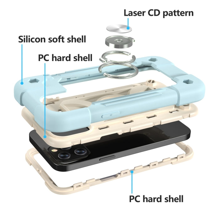 Funda protectora de silicona a prueba de golpes + PC con soporte de doble anillo, For iPhone 12 Pro Max