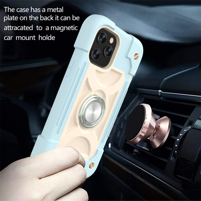 Funda protectora de silicona a prueba de golpes + PC con soporte de doble anillo, For iPhone 12 Pro Max