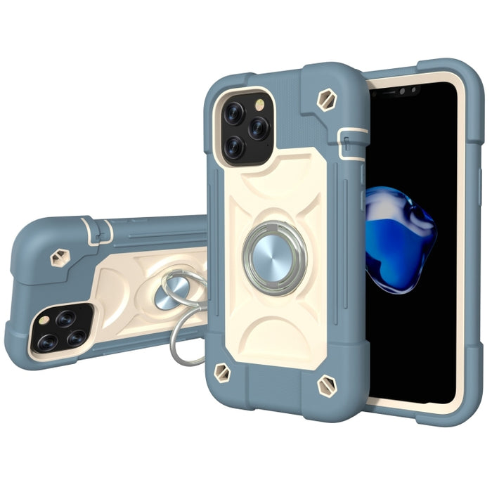 Funda protectora de silicona a prueba de golpes + PC con soporte de doble anillo, For iPhone 12 Pro Max