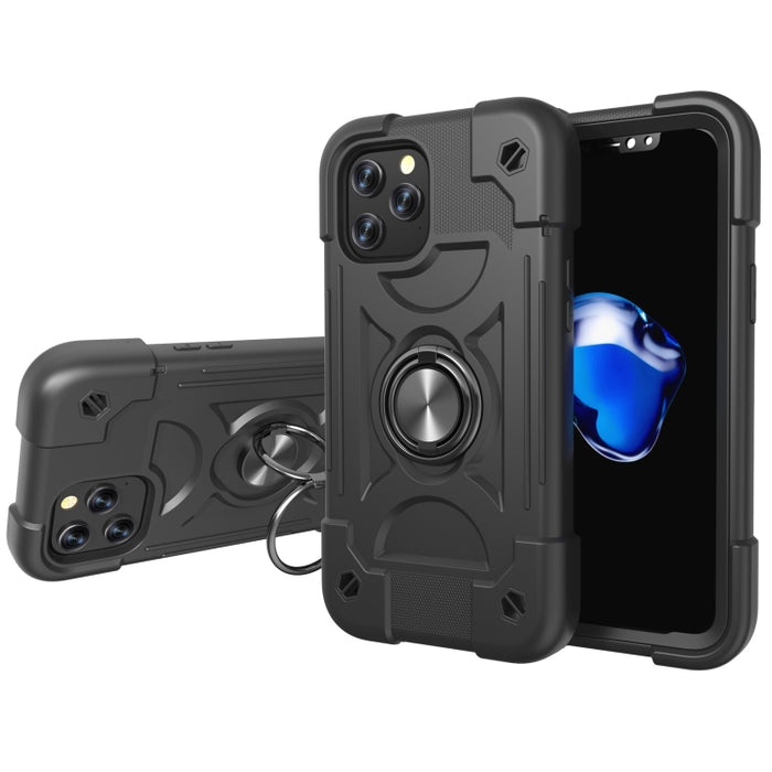 Funda protectora de silicona a prueba de golpes + PC con soporte de doble anillo, For iPhone 12 Pro Max