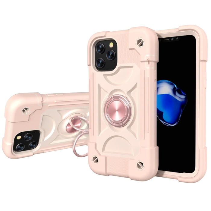 Funda protectora de silicona a prueba de golpes + PC con soporte de doble anillo, For iPhone 12 Pro Max