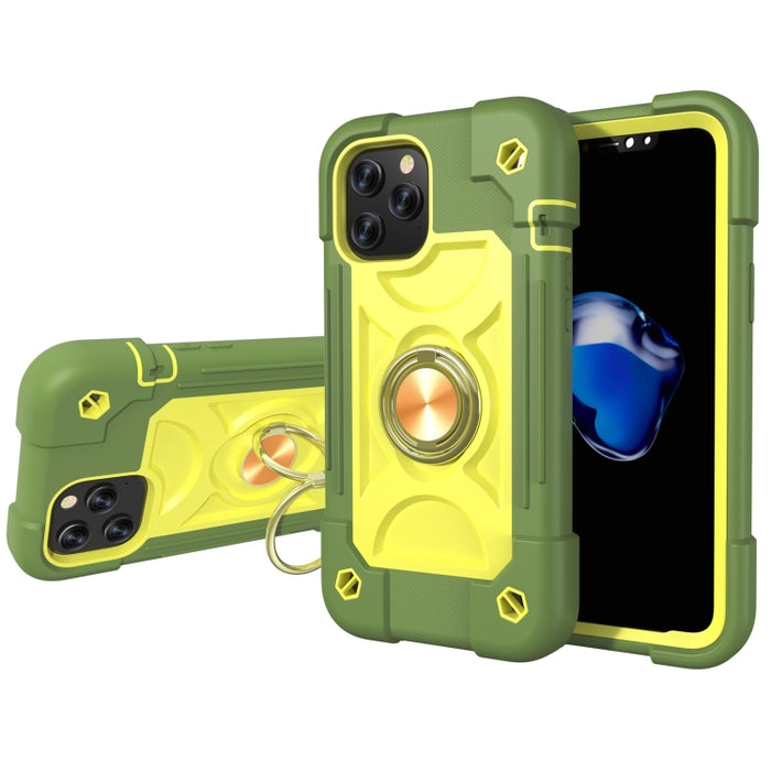 Funda protectora de silicona a prueba de golpes + PC con soporte de doble anillo, For iPhone 12 Pro Max