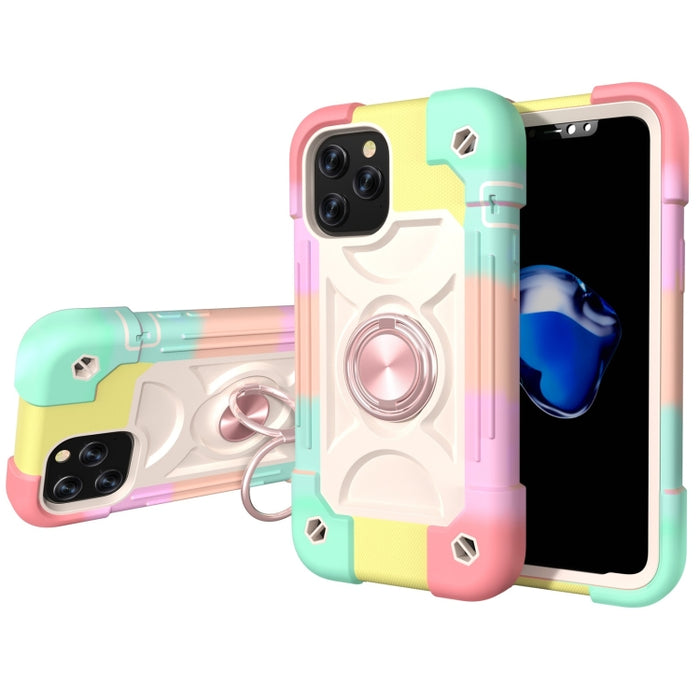Funda protectora de silicona a prueba de golpes + PC con soporte de doble anillo, For iPhone 12 Pro Max